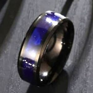 BLACK AND BLUE RING STAINLESS STEEL SIZE 8 BAND GREAT FOR STACKING